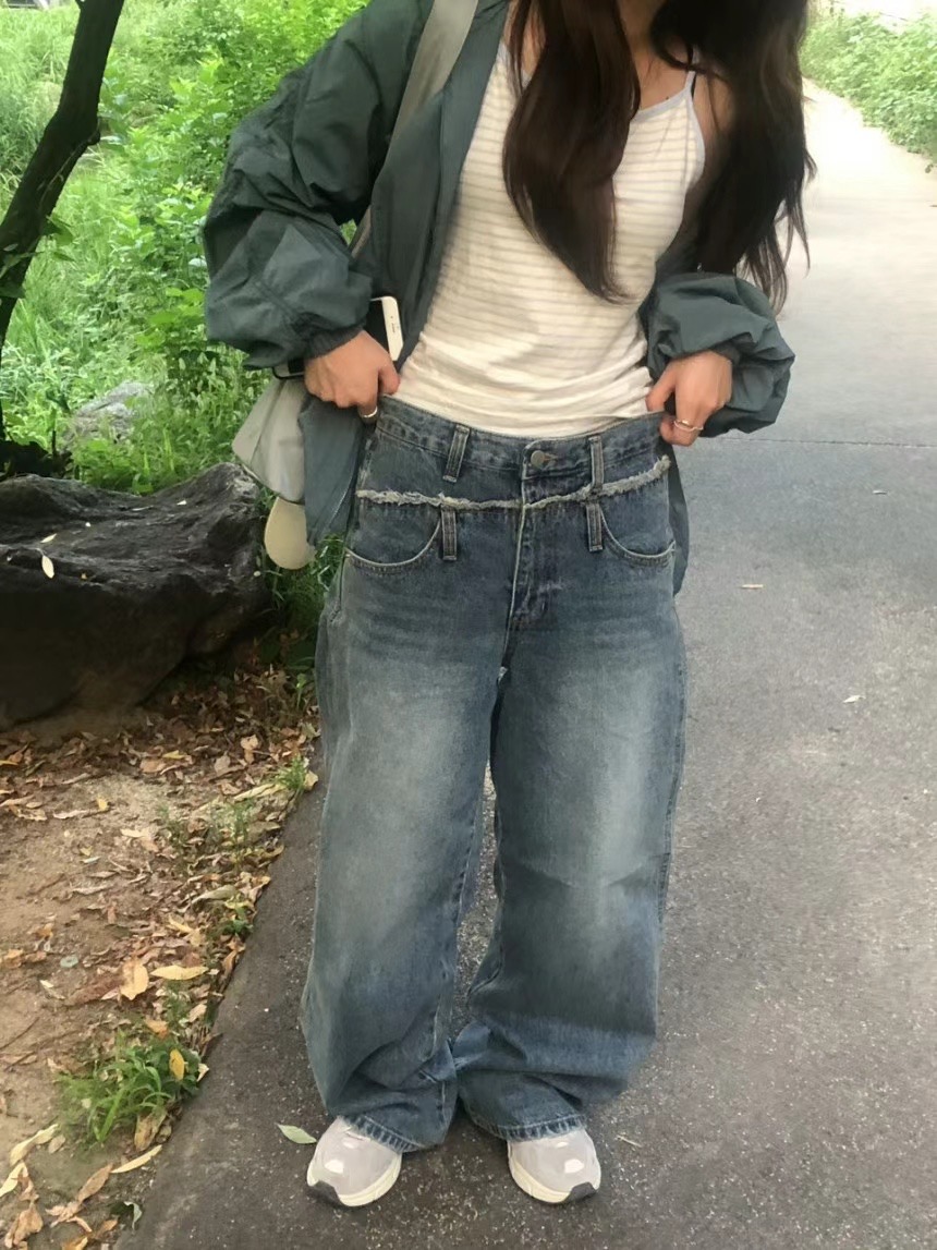 ROOOF韓國代購女裝新品休閑推薦24秋夏職業人氣熱賣時尚牛仔褲ROOOF牛仔褲