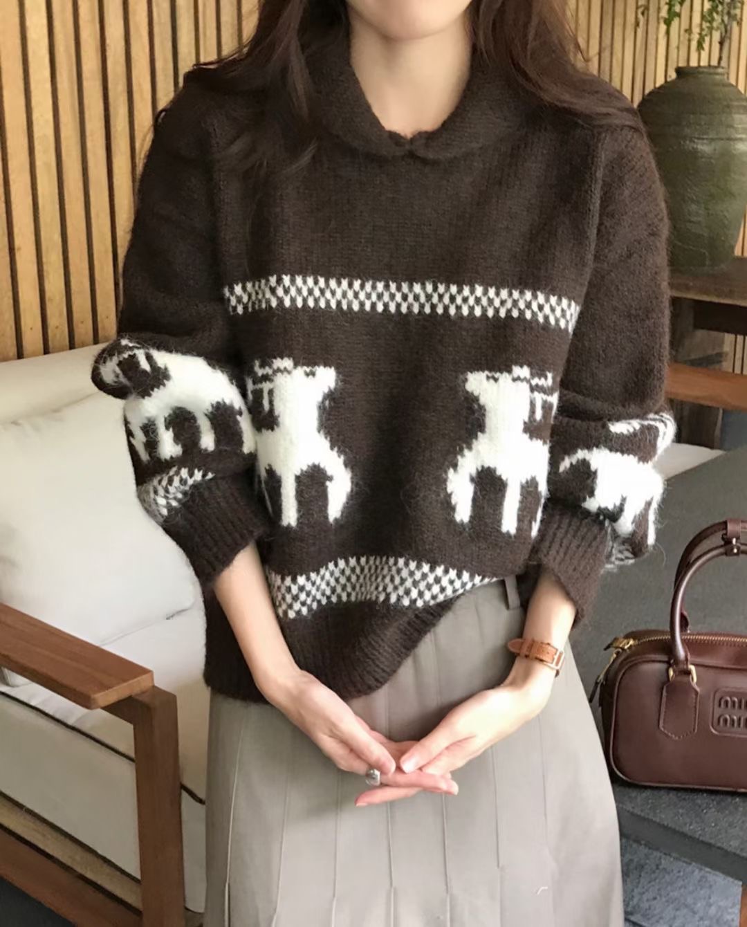 MELROSE韓國直郵東大門代購女裝新款24秋冬推薦時尚真品針織衫MELROSE針織衫