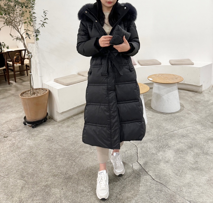 LAFFINE-P韓國直郵東大門實拍女裝新款職業長款羽絨服含腰帶鴨毛鴨絨LAFFINE-P長款羽絨服圖色2