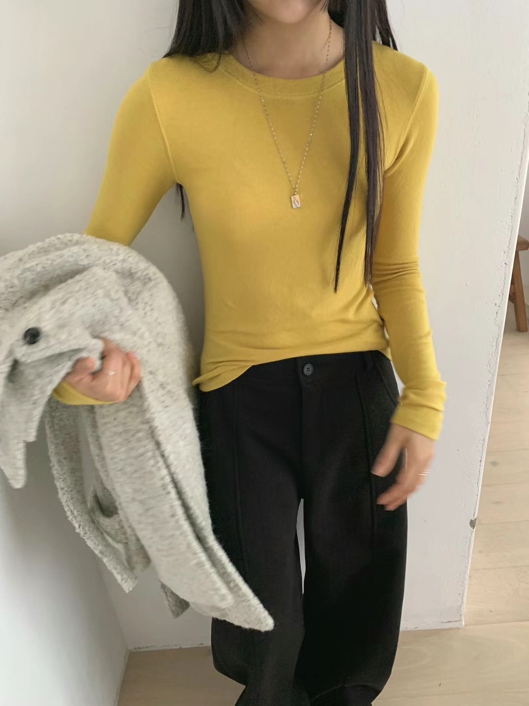 WHERELL東大門代購女士新品休閑24秋冬熱賣職業真品長袖T恤GROW-WHERELL長袖T恤