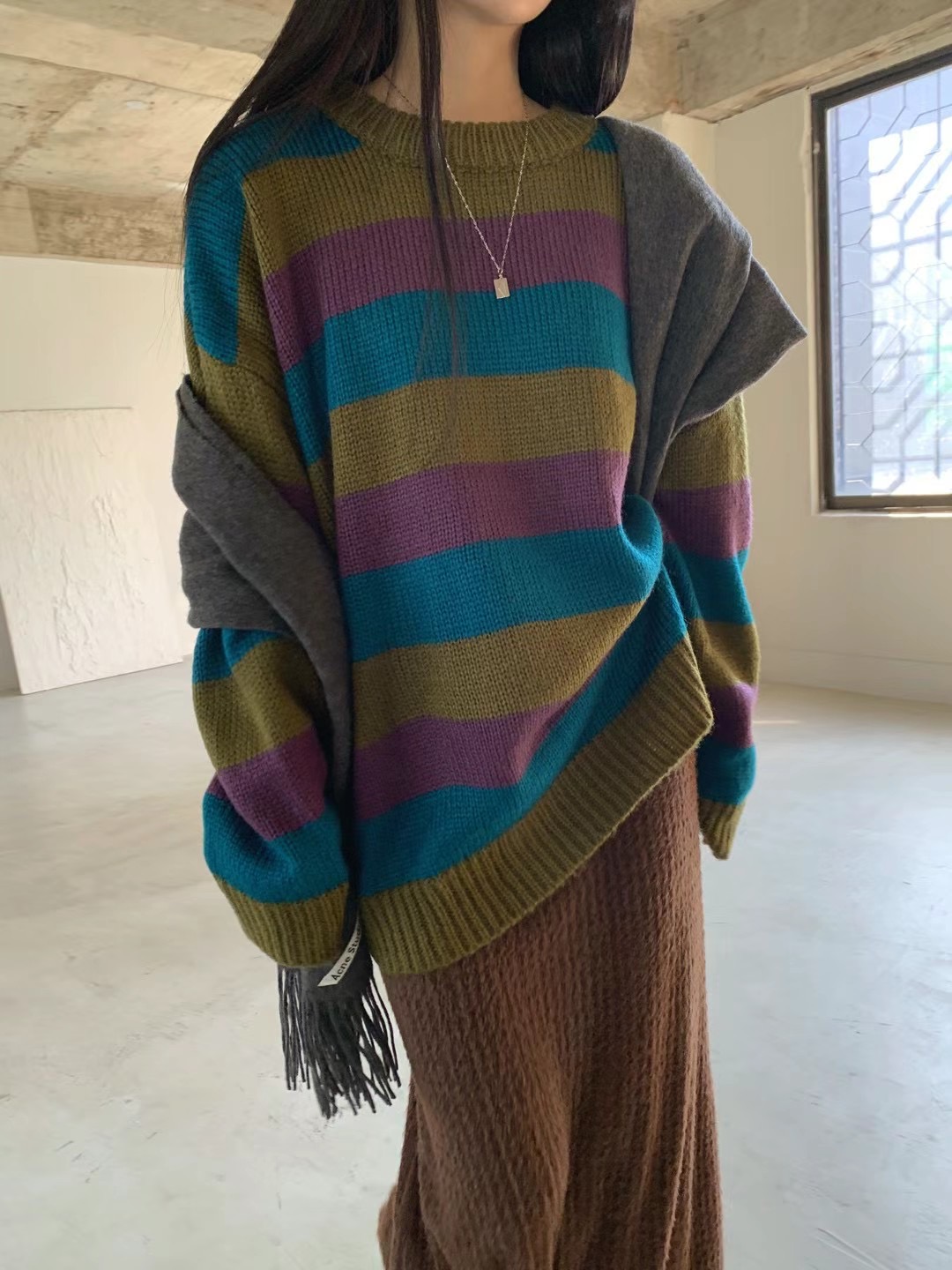 WHERELL韓國直郵女士新品熱賣推薦24秋冬真品職業時尚針織衫GROW-WHERELL針織衫圖色2