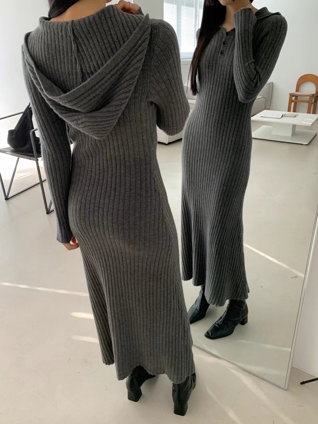 WADE東大門代購女裝新款推薦人氣職業真品時尚24秋冬連衣裙連帽WADE連衣裙