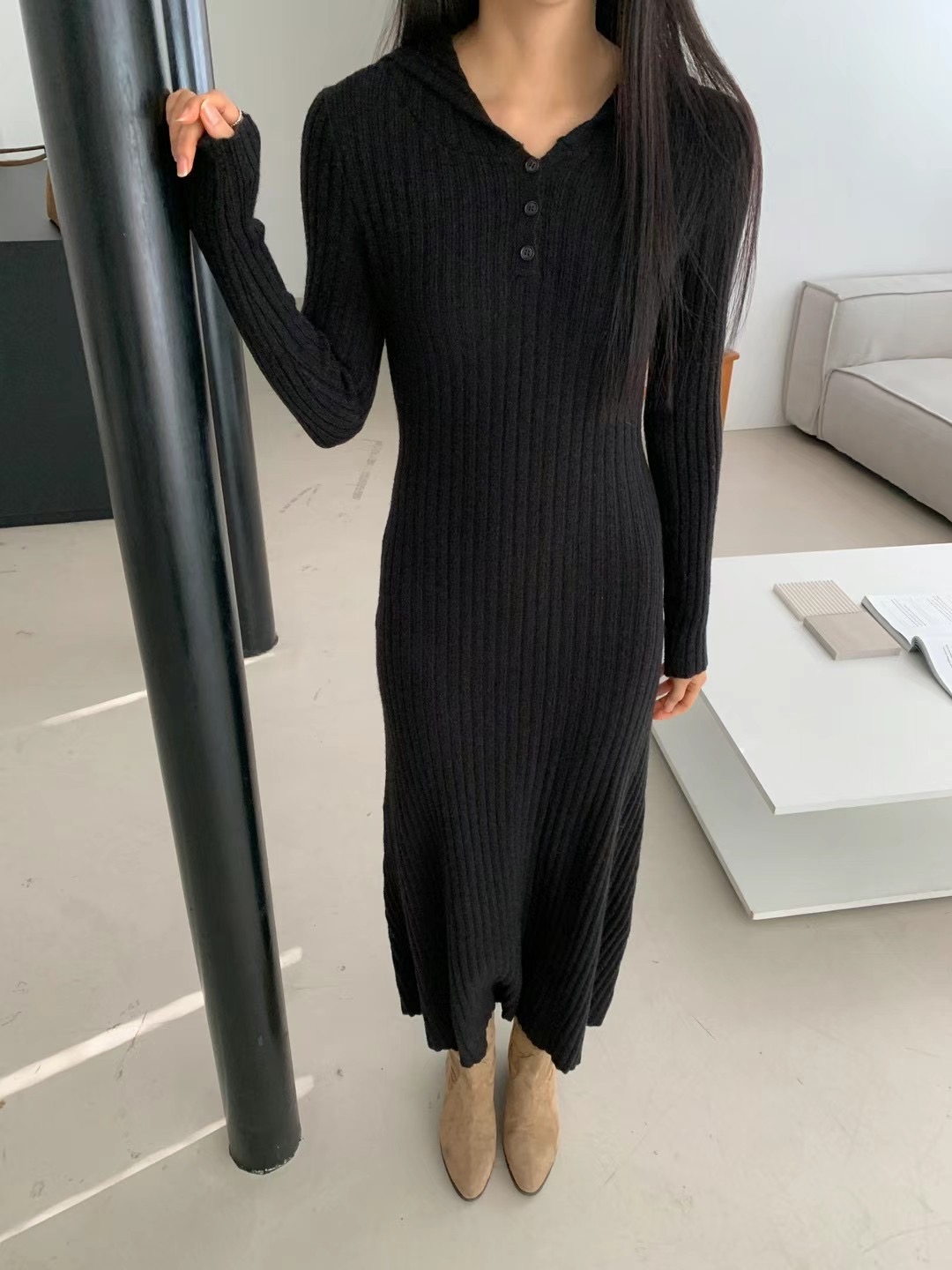 WADE東大門代購女裝新款推薦人氣職業真品時尚24秋冬連衣裙連帽WADE連衣裙