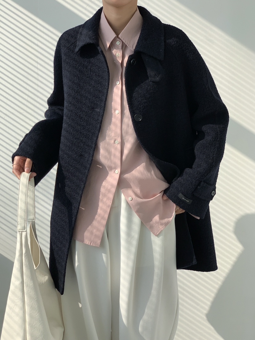 HER韓國直郵東大門代購女裝新款推薦人氣真品24秋冬中長款大衣HER中長款大衣