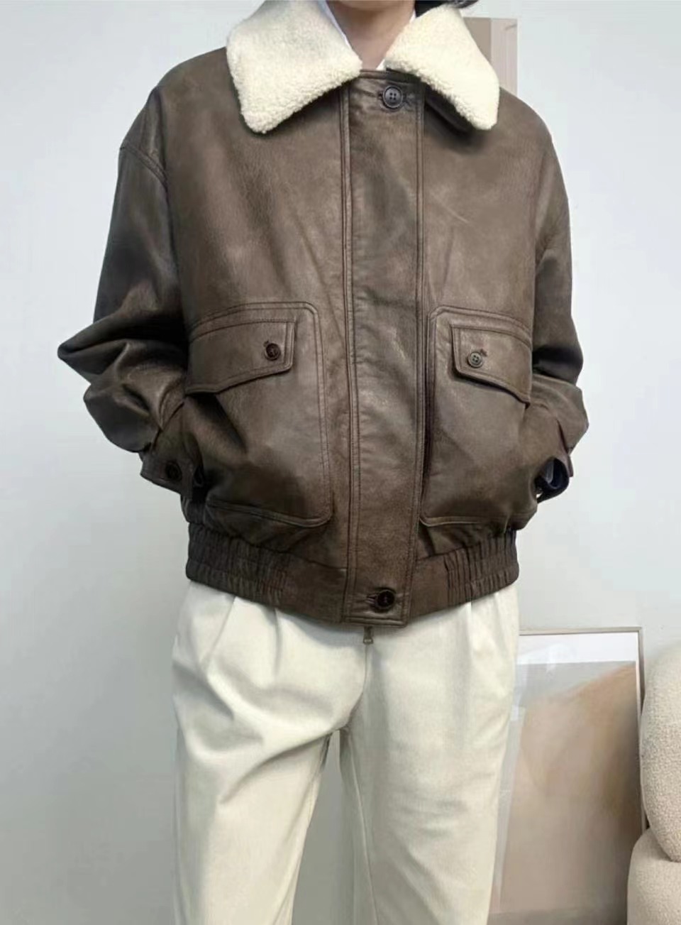 CELLONA韓國直郵女裝新品24秋冬休閑推薦人氣真品短款大衣皮革CELLONA短款大衣圖色1
