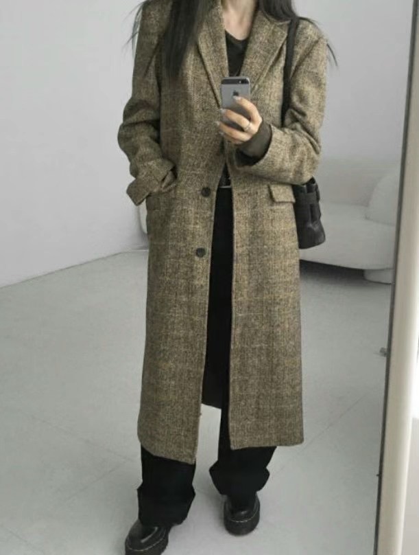HOPPER韓國直郵東大門代購女裝新款休閑熱賣推薦中長款大衣HOPPER/LAY OVER中長款大衣