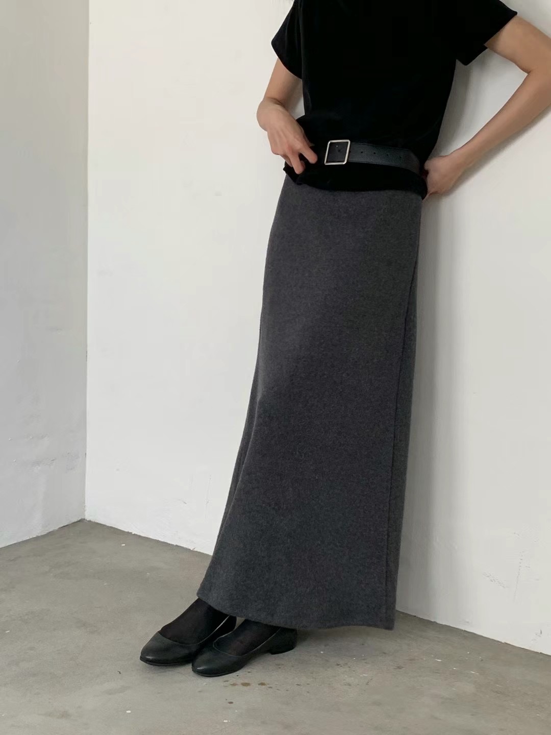 UNLESS韓國直郵東大門實拍女裝新品休閑真品職業熱賣24秋冬長裙UNLESS長裙