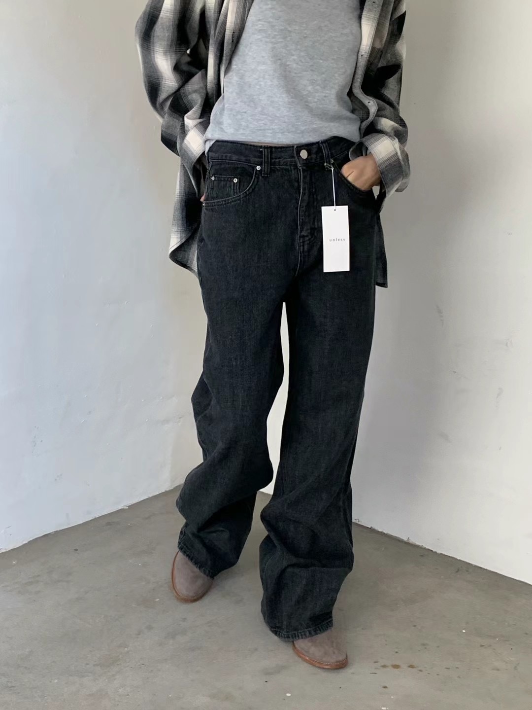 UNLESS韓國直郵東大門實拍女裝新款推薦人氣熱賣真品牛仔褲UNLESS牛仔褲圖色2