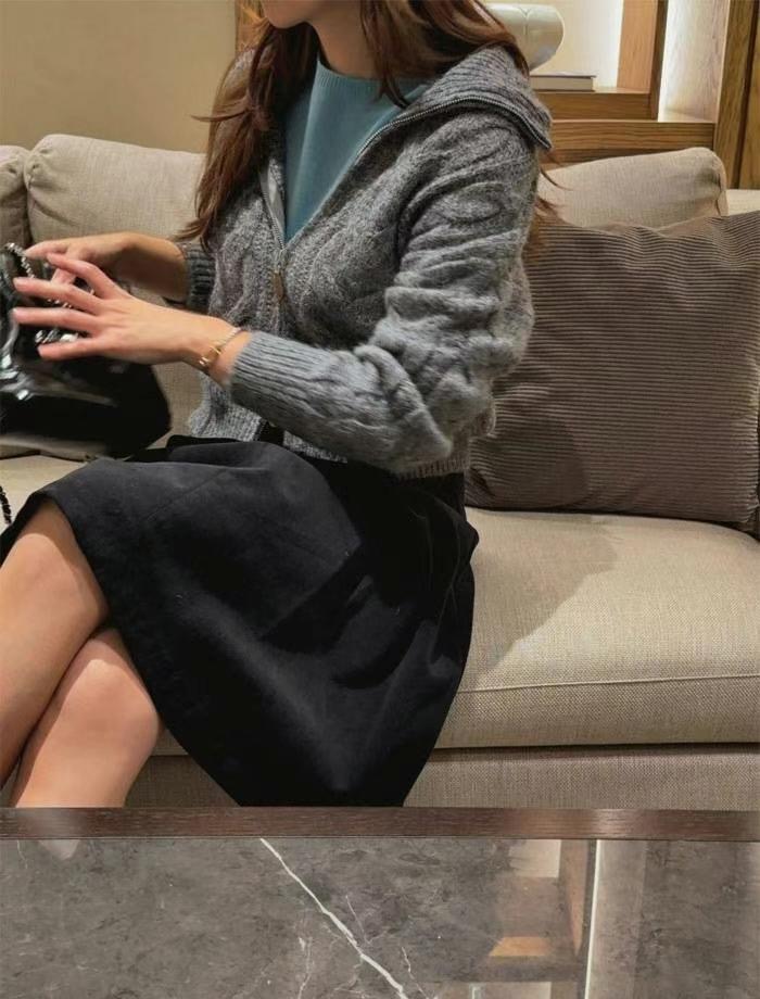 MU 뮤-T東大門實拍女裝新款時尚人氣熱賣推薦毛衣羊毛拉鏈MU 뮤-T毛衣