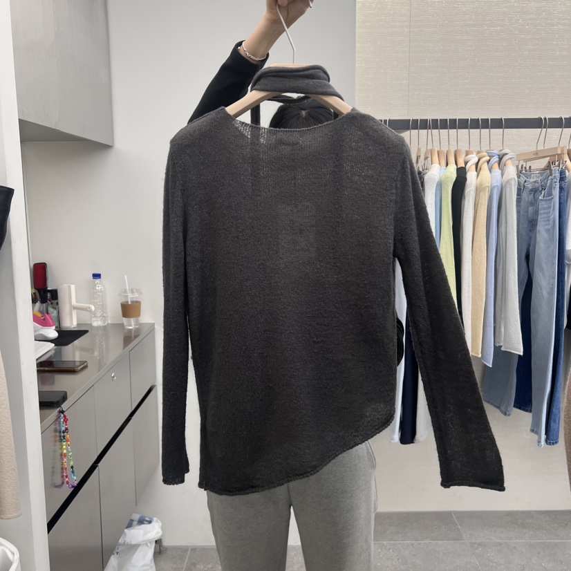 AND THE韓國直郵女裝新品真品休閑25春夏時尚針織衫馬海毛AND THE針織衫