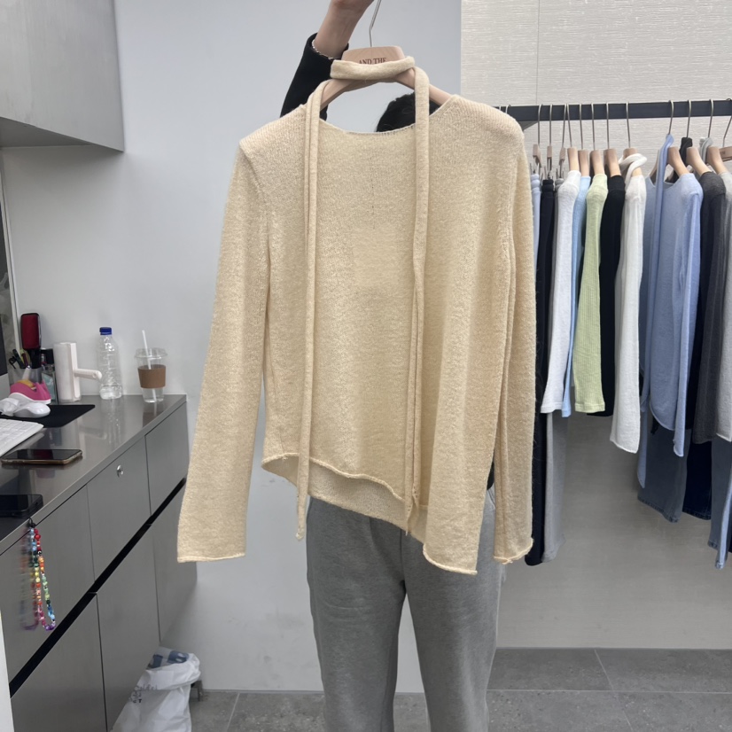 AND THE韓國直郵女裝新品真品休閑25春夏時尚針織衫馬海毛AND THE針織衫圖色2
