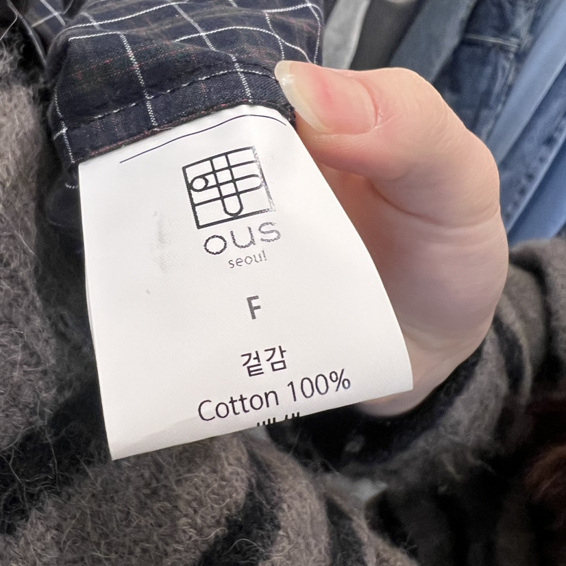 OUS/INCH-L韓國直郵東大門代購女裝新品職業襯衫蕾絲衫春款格子OUS/INCH襯衫/蕾絲衫