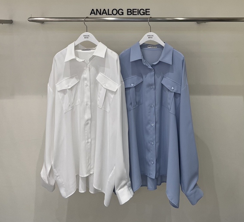 ANGLOG BEIGE東大門實拍女士新款熱賣25春夏襯衫蕾絲衫兩個口袋ANGLOG BEIGE襯衫/蕾絲衫