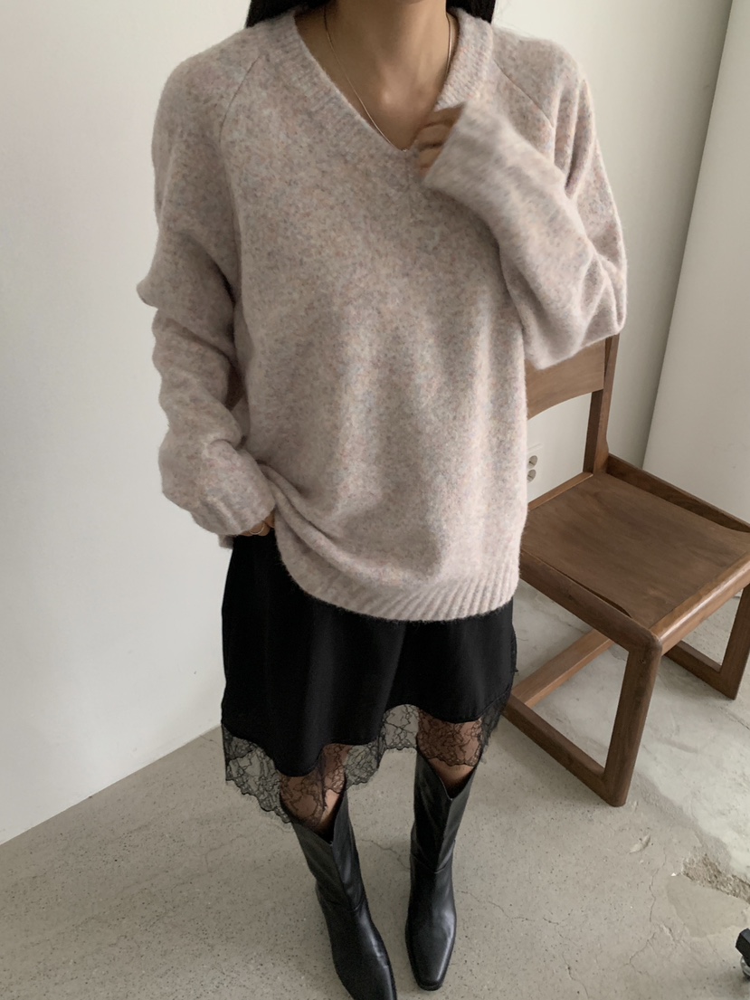 ROUGH東大門實拍女士新款時尚職業熱賣休閑25春夏推薦毛衣V領ROUGH毛衣