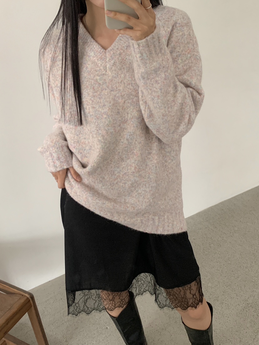 ROUGH東大門實拍女士新款時尚職業熱賣休閑25春夏推薦毛衣V領ROUGH毛衣