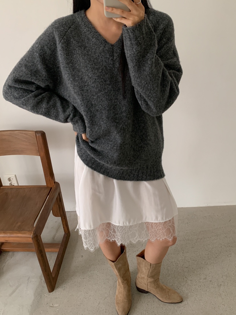 ROUGH東大門實拍女士新款時尚職業熱賣休閑25春夏推薦毛衣V領ROUGH毛衣