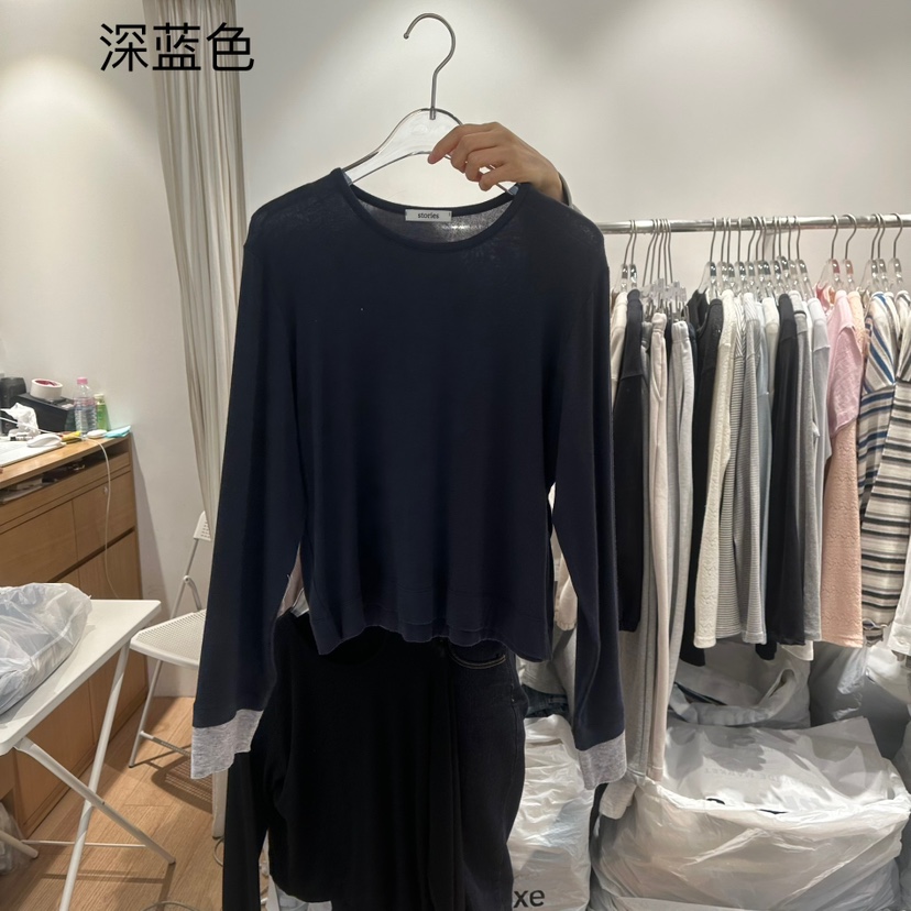 STORIES韓國直郵東大門實拍女裝新品25春夏時尚人氣長袖T恤STORIES長袖T恤圖色2