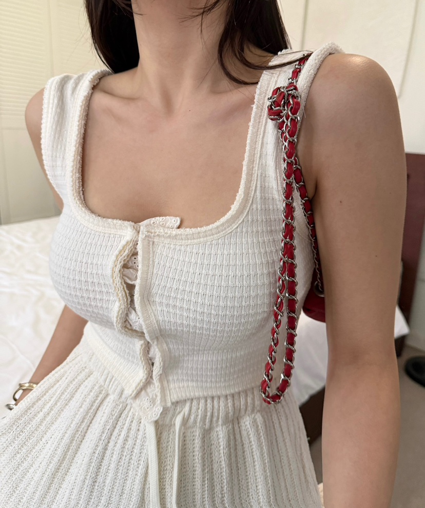 DENVER東大門代購女裝新品職業熱賣25春夏人氣吊帶背心蕾絲DENVER吊帶/背心