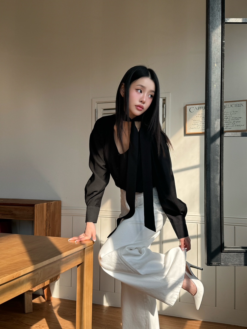 FOUREIGHT韓國直郵女裝新款熱賣推薦時尚人氣襯衫蕾絲衫寬松FOUR EIGHT襯衫/蕾絲衫