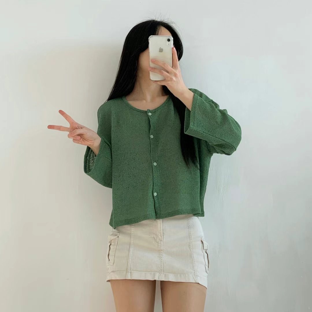 WOO SUNG直郵韓國代購女裝新款時尚熱賣25春夏長袖T恤羊毛衫WOO SUNG長袖T恤圖色2