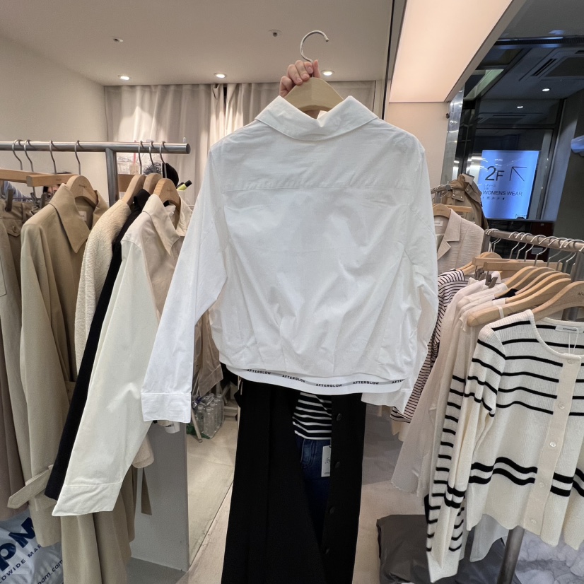 AFTERGLOW韓國代購女士新款職業推薦人氣真品襯衫蕾絲衫雙層AFTERGLOW襯衫/蕾絲衫