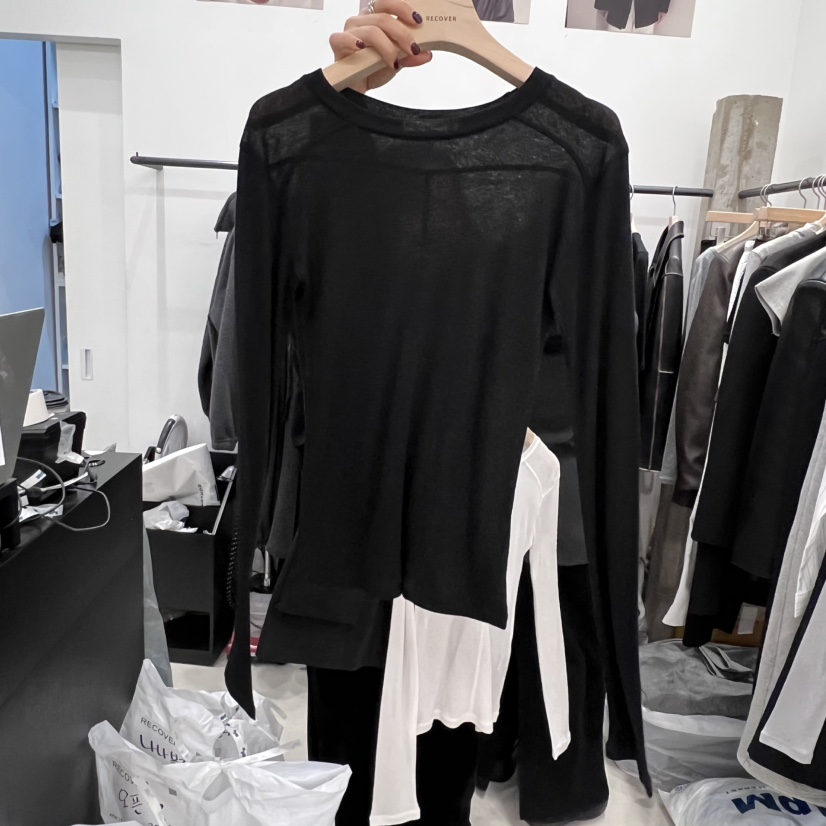 RECOVER-OT韓國直郵東大門實拍女裝新品真品時尚25春夏長袖T恤RECOVER/MOMENT長袖T恤圖色2