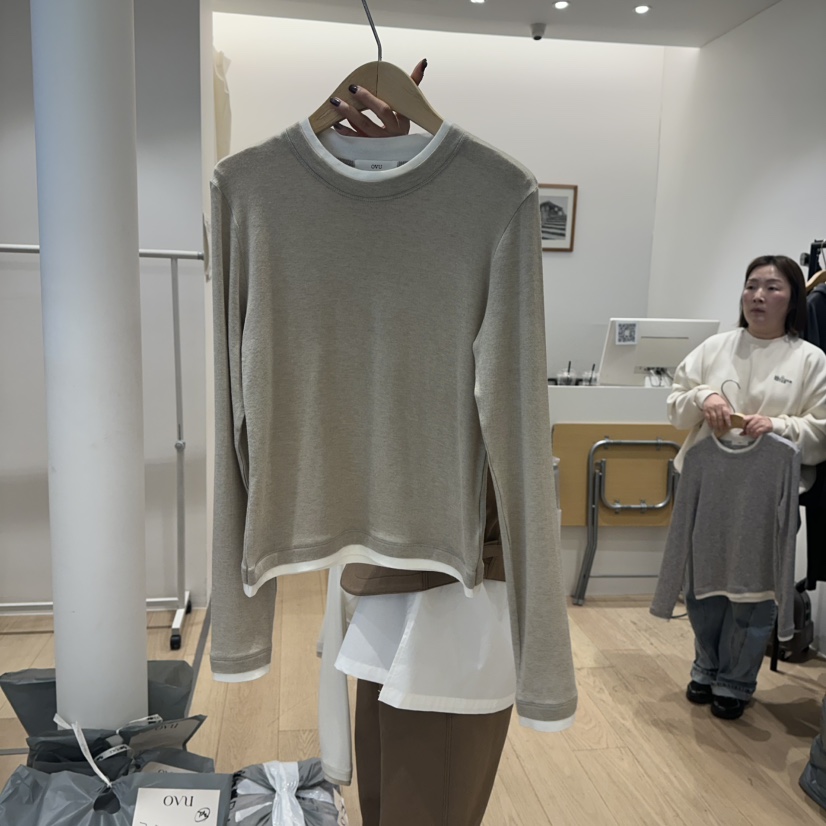 OVU韓國直郵東大門代購女裝新品時尚25春夏人氣熱賣長袖T恤OVU長袖T恤圖色3