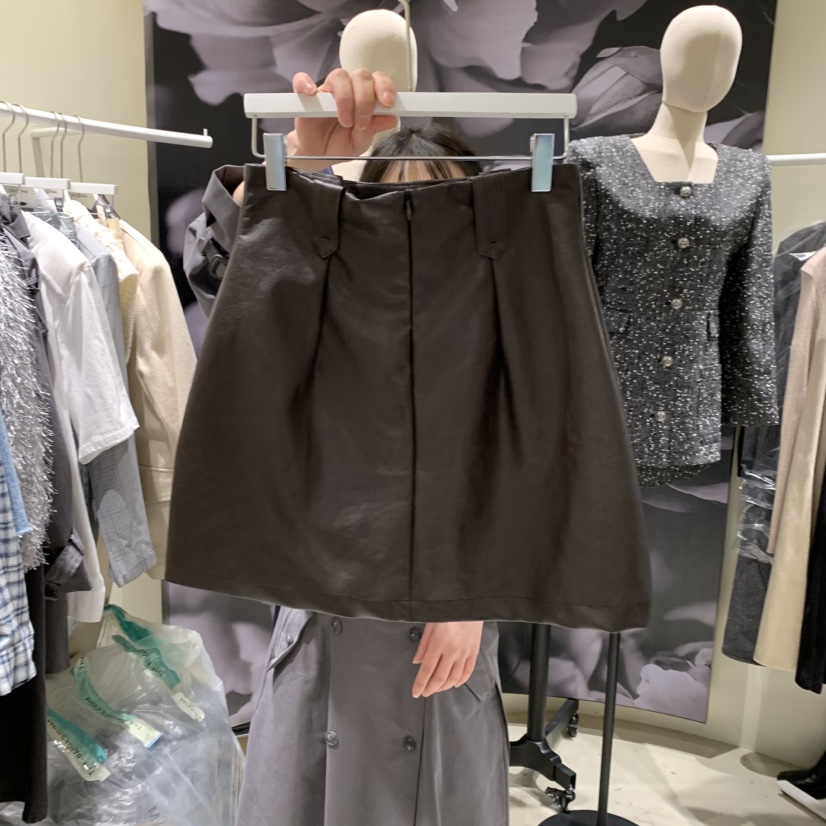 DARKBEIGE韓國直郵女裝新品休閑時尚推薦25春夏職業短裙皮革DARK BEIGE短裙