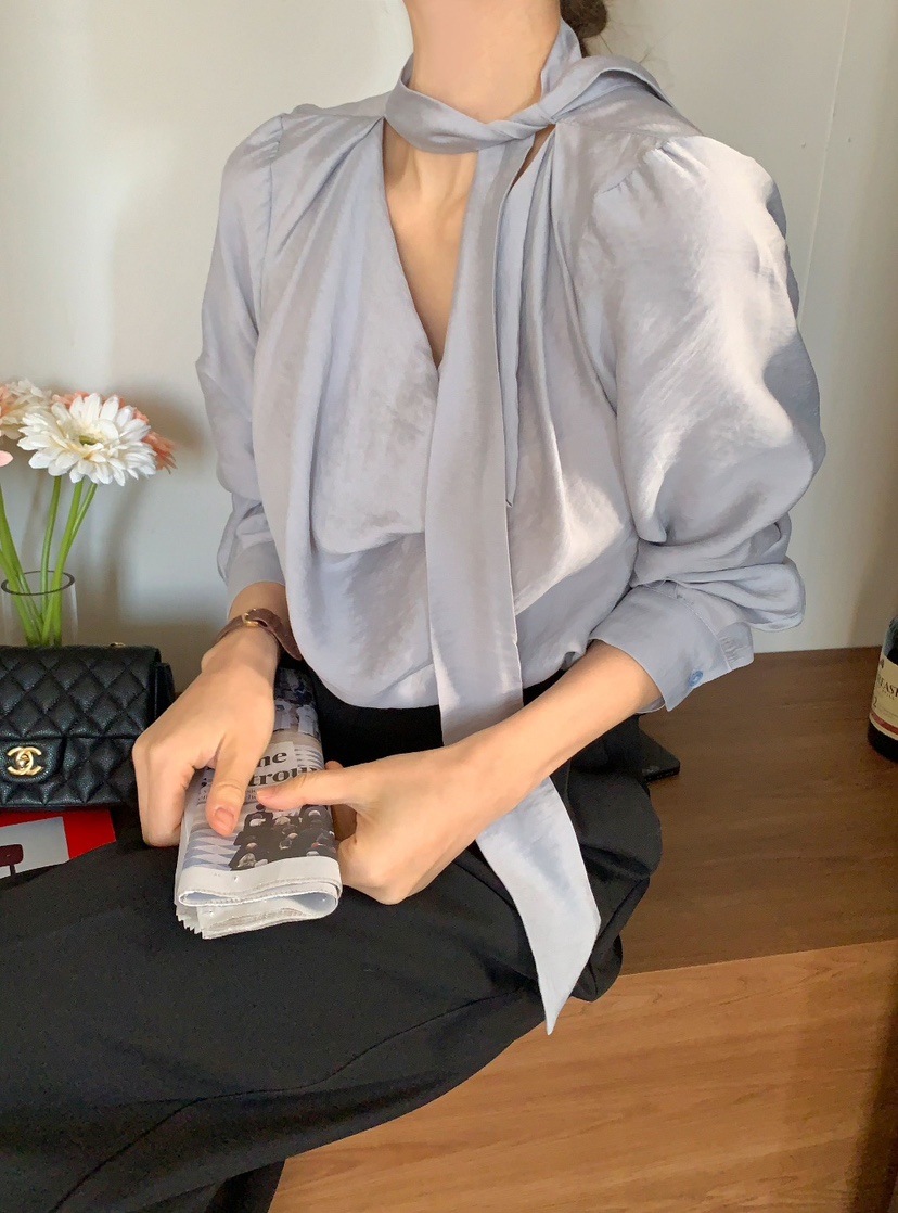 CRONG韓國直郵女裝新品真品休閑時尚25春夏熱賣襯衫蕾絲衫高領CRONG襯衫/蕾絲衫
