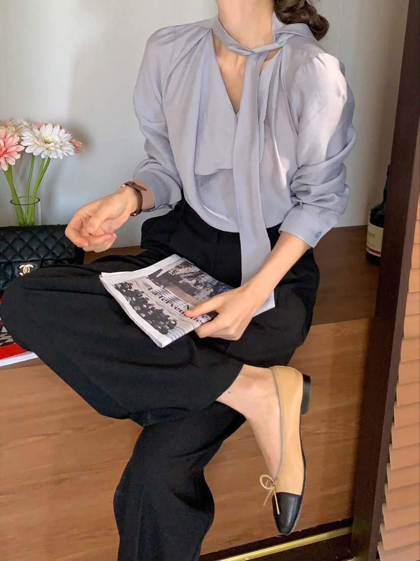 CRONG韓國直郵女裝新品真品休閑時尚25春夏熱賣襯衫蕾絲衫高領CRONG襯衫/蕾絲衫
