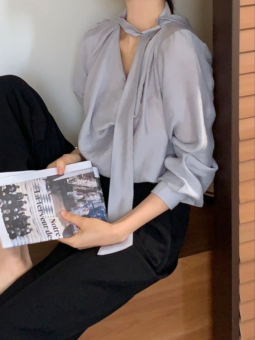 CRONG韓國直郵女裝新品真品休閑時尚25春夏熱賣襯衫蕾絲衫高領CRONG襯衫/蕾絲衫