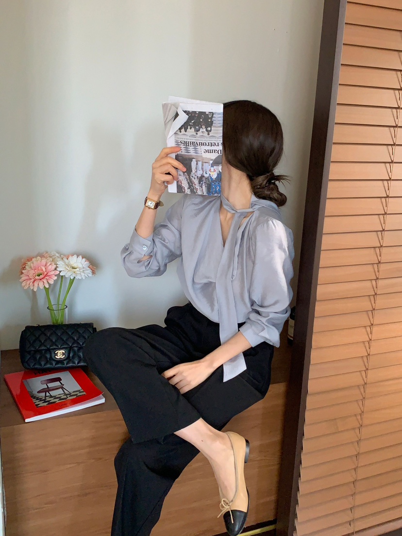 CRONG韓國直郵女裝新品真品休閑時尚25春夏熱賣襯衫蕾絲衫高領CRONG襯衫/蕾絲衫