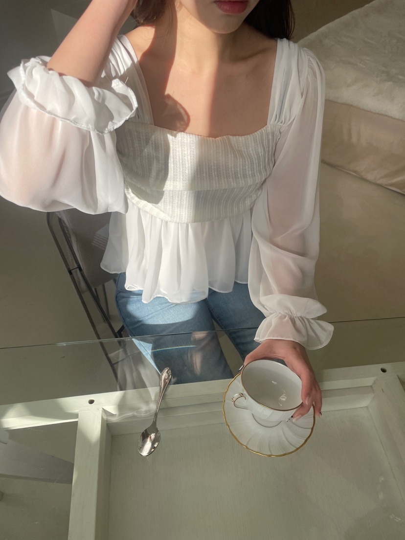CRONG韓國直郵女裝新款熱賣25春夏真品職業推薦休閑襯衫蕾絲衫CRONG襯衫/蕾絲衫