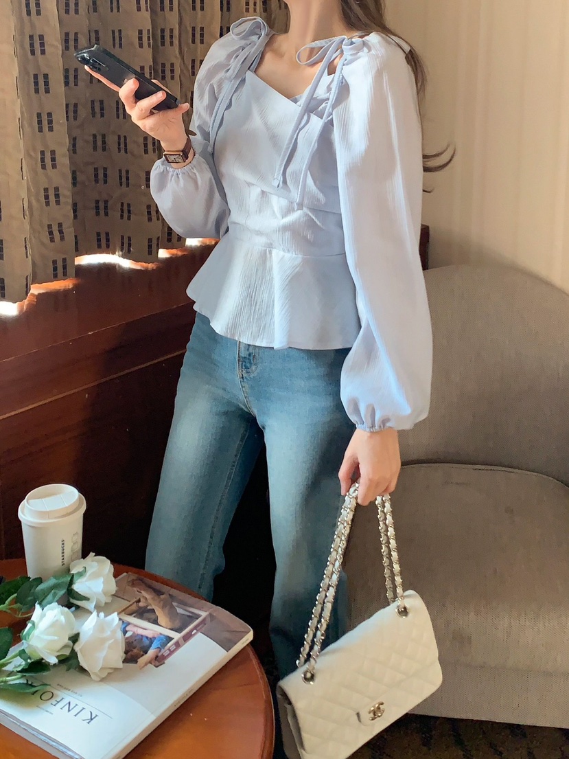 CRONG直郵韓國代購女裝新款休閑真品25春夏職業熱賣襯衫蕾絲衫CRONG襯衫/蕾絲衫