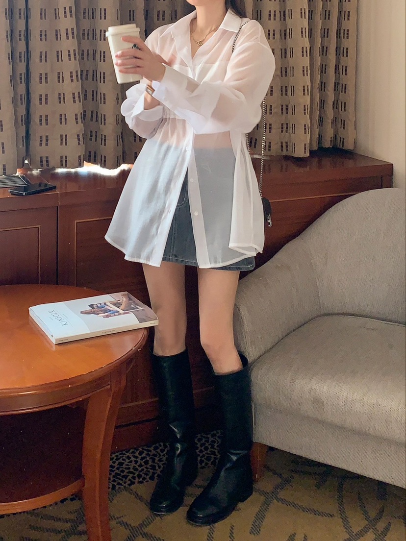 CRONG韓國直郵女裝新品真品時尚人氣推薦25春夏襯衫蕾絲衫長款CRONG襯衫/蕾絲衫