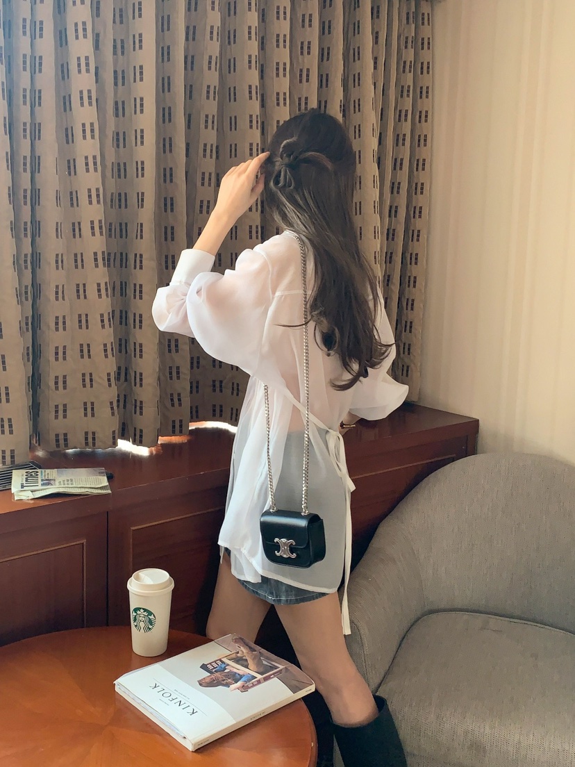 CRONG韓國直郵女裝新品真品時尚人氣推薦25春夏襯衫蕾絲衫長款CRONG襯衫/蕾絲衫