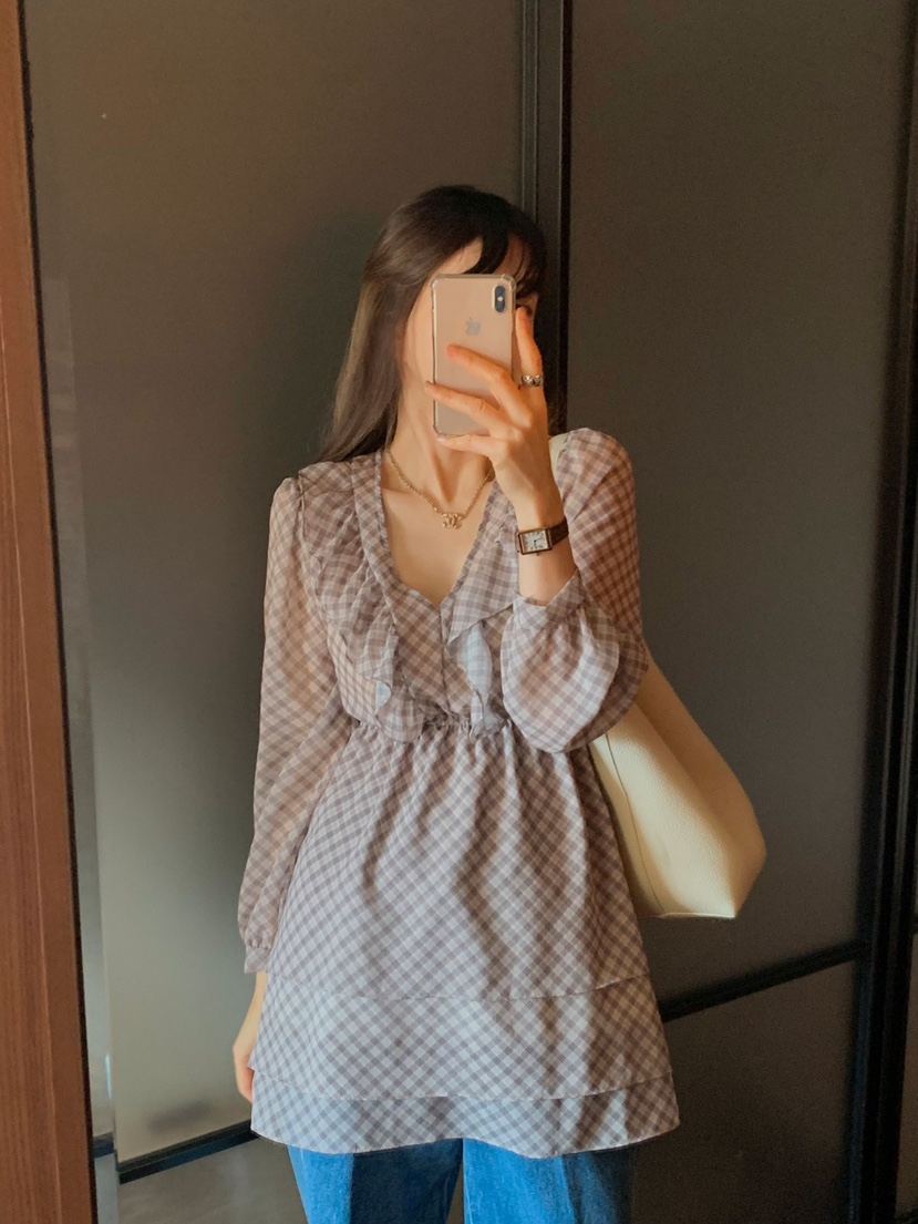 CRONG直郵韓國代購女裝新款人氣真品推薦休閑25春夏連衣裙格紋CRONG連衣裙
