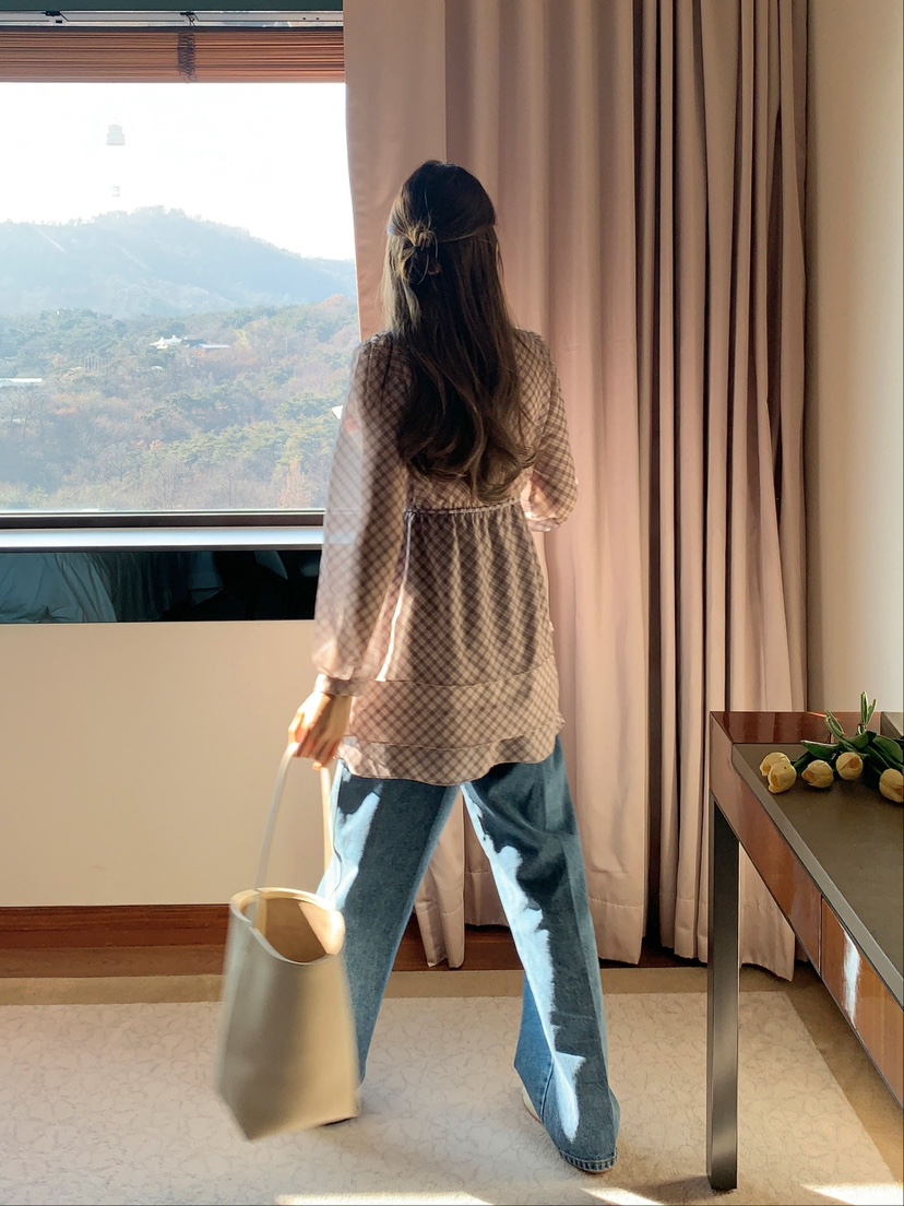 CRONG直郵韓國代購女裝新款人氣真品推薦休閑25春夏連衣裙格紋CRONG連衣裙