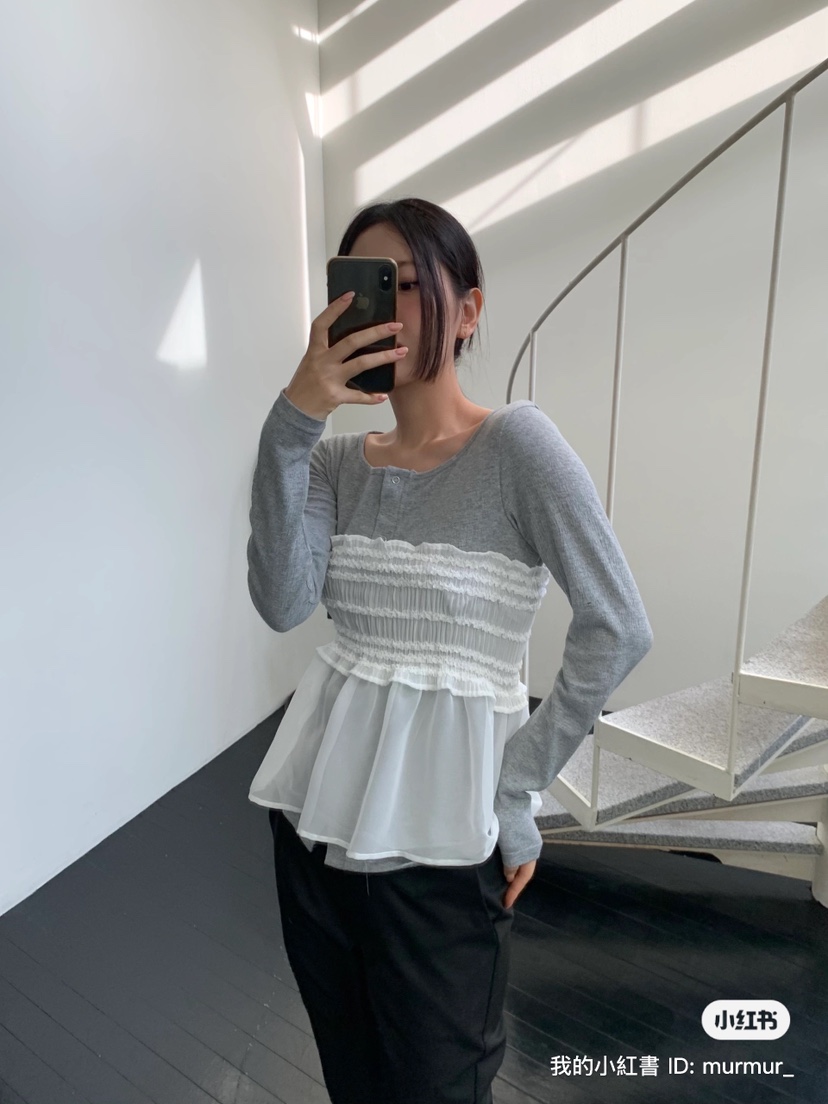 MURMUR韓國直郵東大門實拍女裝新款25春夏職業休閑短裙荷葉邊MURMUR短裙