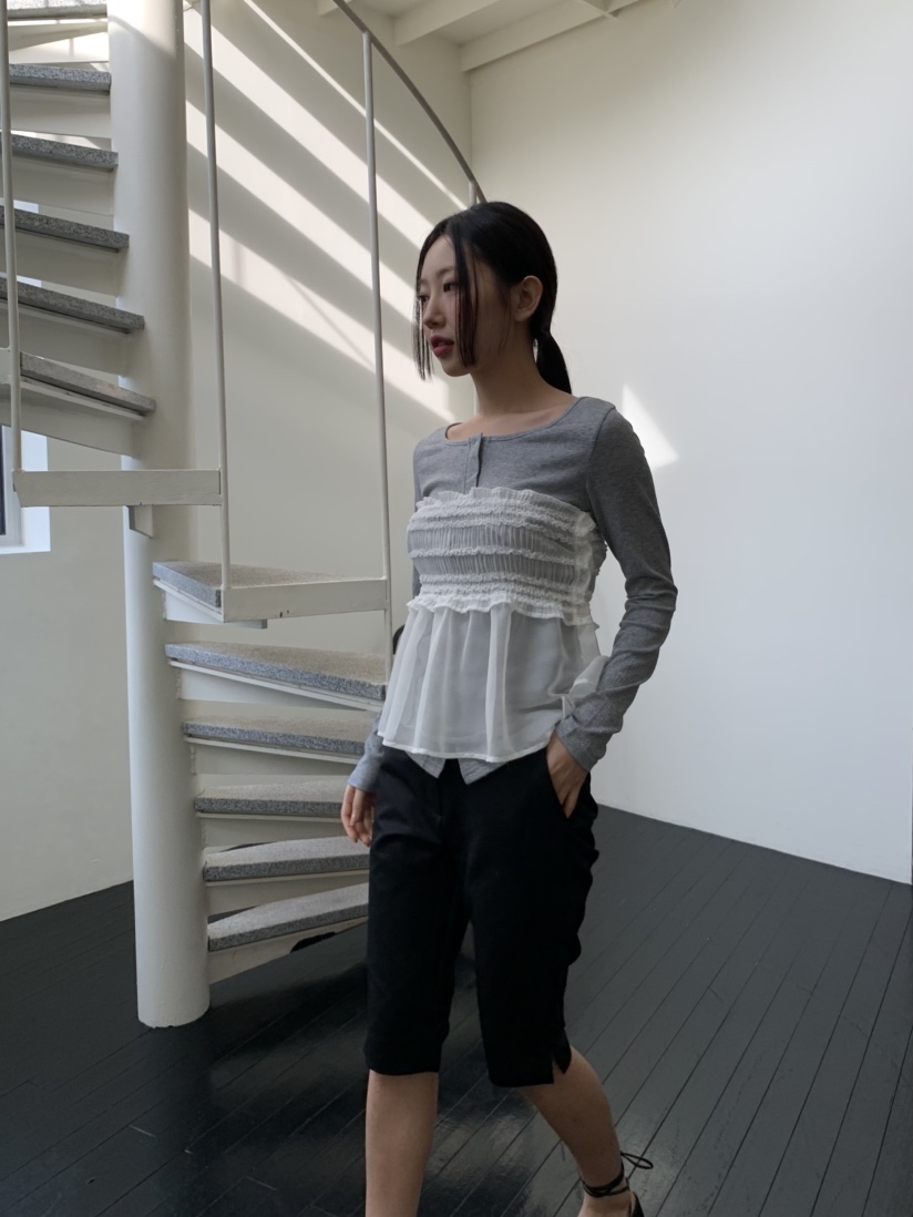 MURMUR韓國直郵東大門實拍女裝新款25春夏職業休閑短裙荷葉邊MURMUR短裙