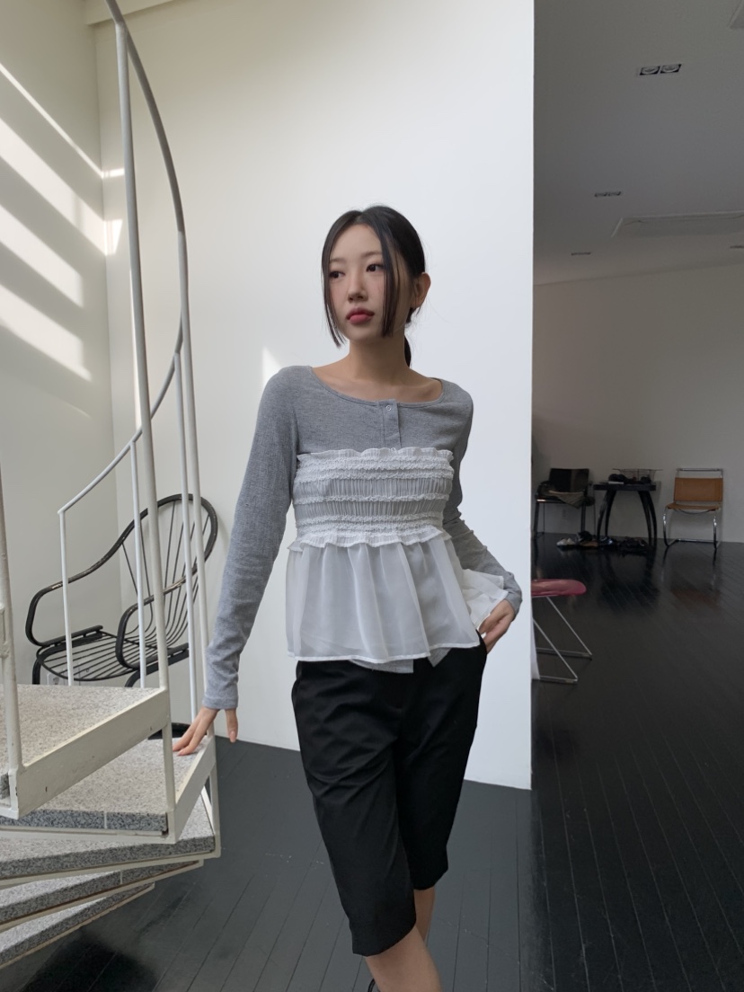 MURMUR韓國直郵東大門實拍女裝新款25春夏職業休閑短裙荷葉邊MURMUR短裙