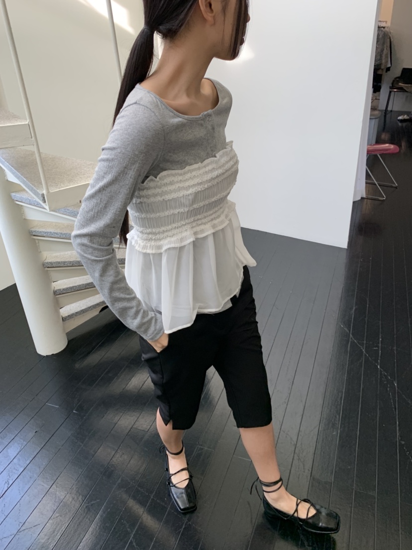 MURMUR韓國直郵東大門實拍女裝新款25春夏職業休閑短裙荷葉邊MURMUR短裙