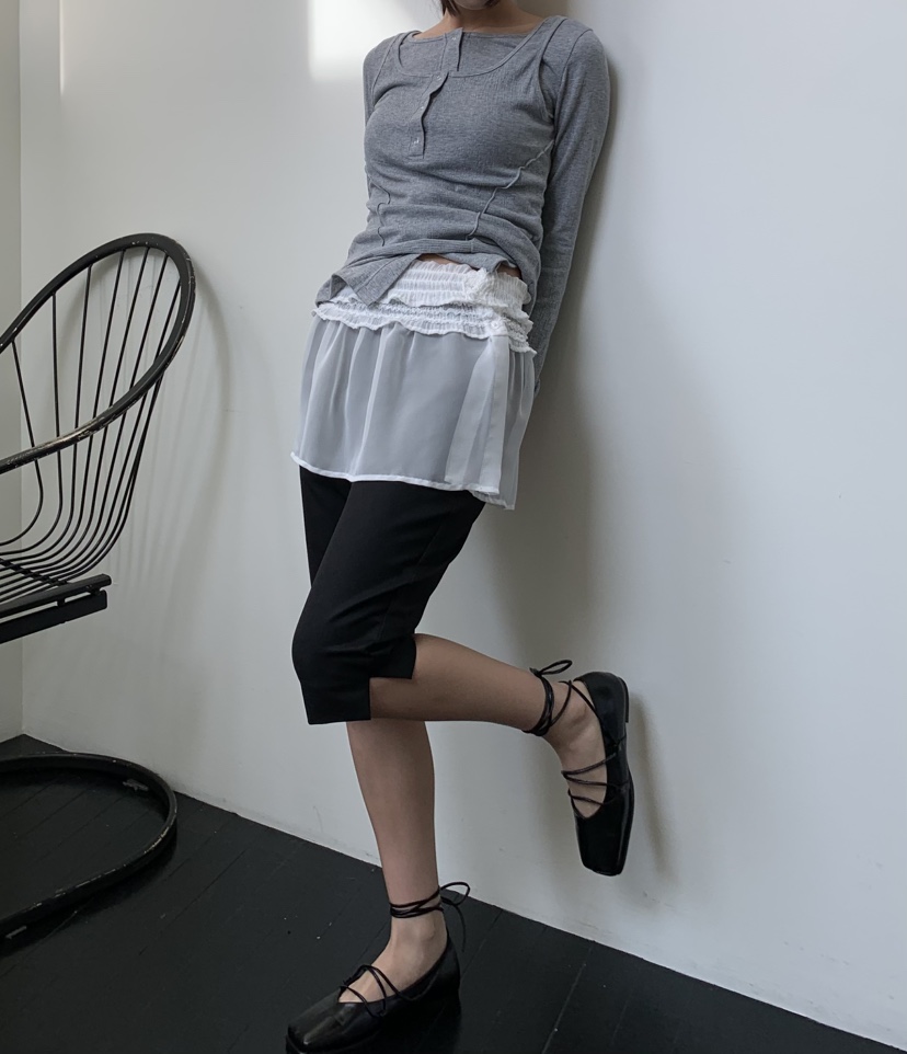 MURMUR韓國直郵東大門實拍女裝新款25春夏職業休閑短裙荷葉邊MURMUR短裙