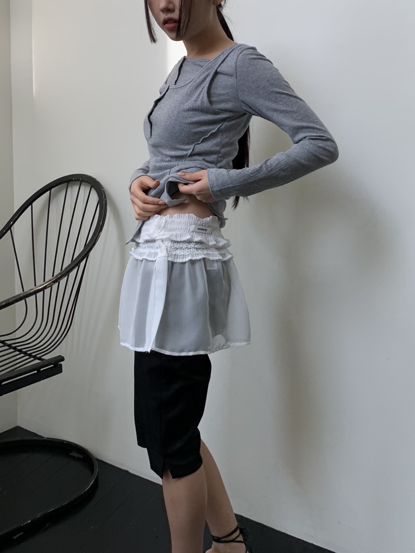 MURMUR韓國直郵東大門實拍女裝新款25春夏職業休閑短裙荷葉邊MURMUR短裙