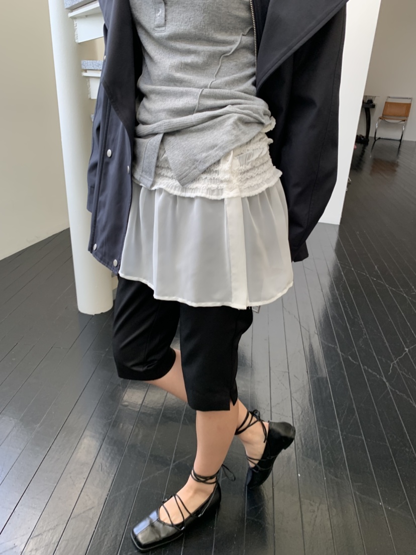 MURMUR韓國直郵東大門實拍女裝新款25春夏職業休閑短裙荷葉邊MURMUR短裙