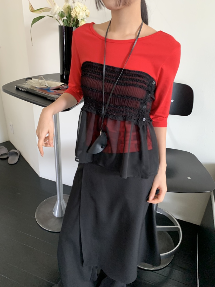 MURMUR韓國直郵東大門實拍女裝新款25春夏職業休閑短裙荷葉邊MURMUR短裙圖色2