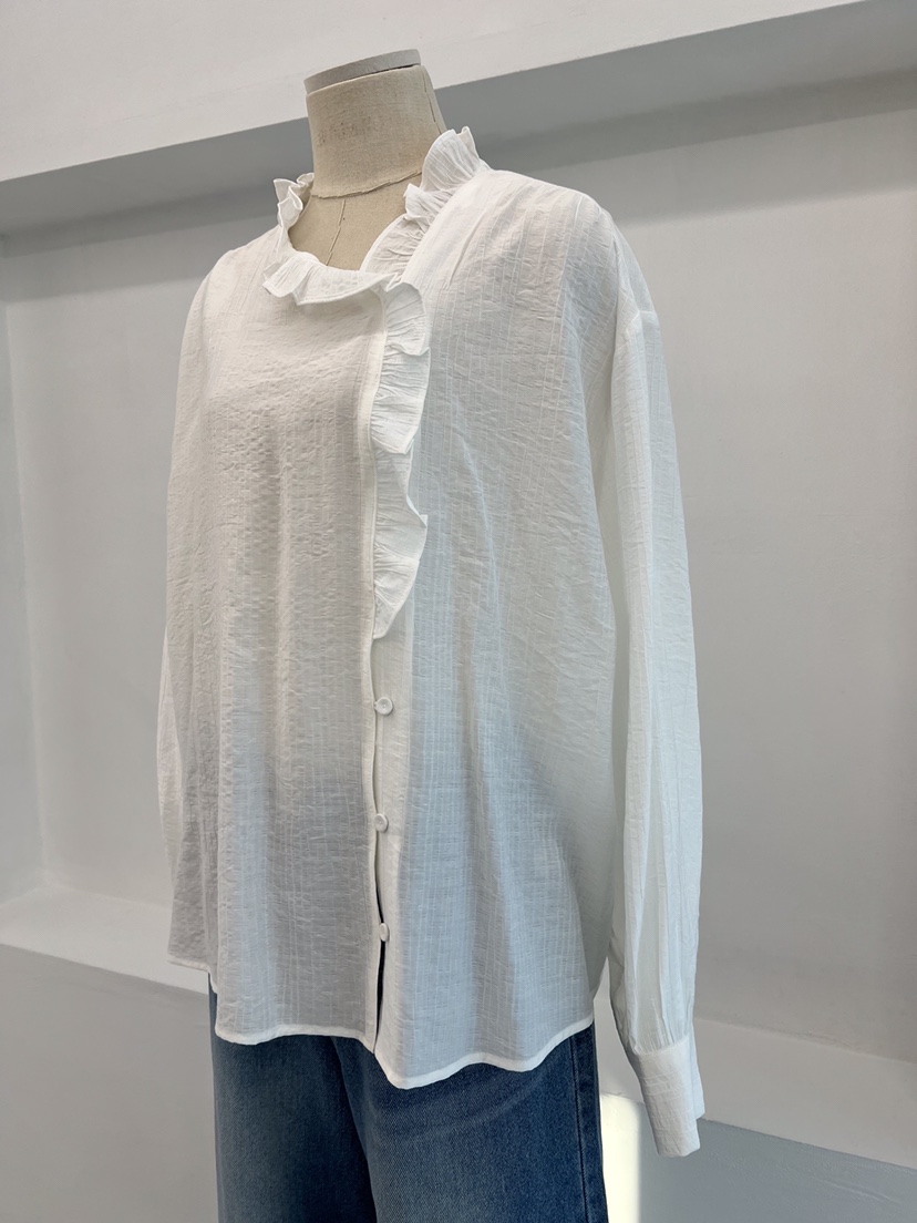 LAUNDRY韓國直郵女裝新款25春夏休閑職業推薦襯衫蕾絲衫荷葉邊LAUNDRY襯衫/蕾絲衫
