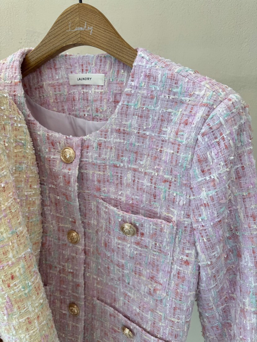 LAUNDRY直郵韓國代購女裝新品人氣時尚休閑推薦夾克粗花呢口袋LAUNDRY夾克