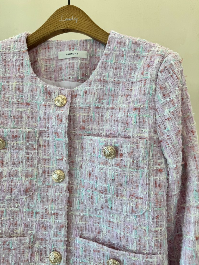 LAUNDRY直郵韓國代購女裝新品人氣時尚休閑推薦夾克粗花呢口袋LAUNDRY夾克
