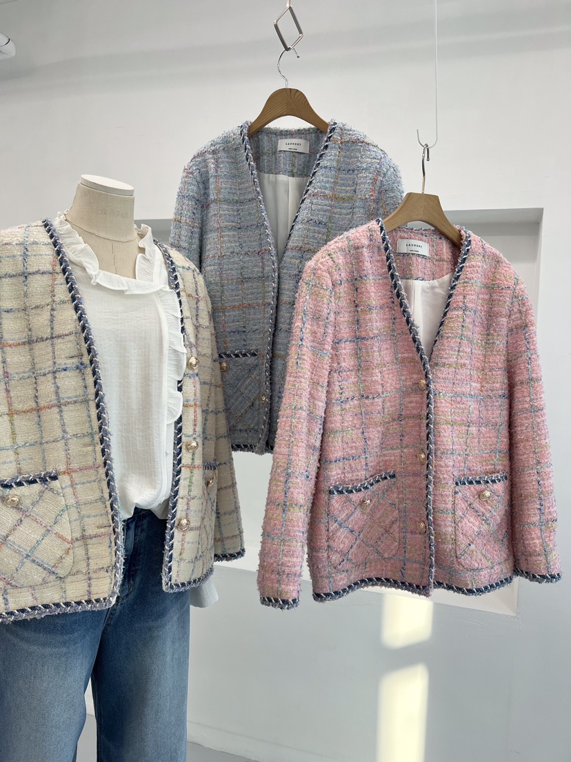 LAUNDRY韓國直郵東大門代購女裝新品休閑職業真品夾克粗花呢LAUNDRY夾克